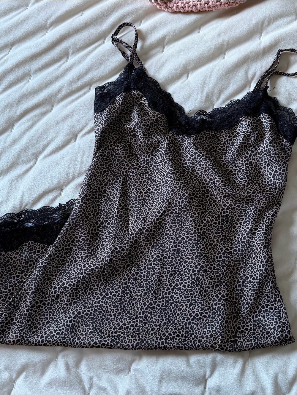 PacSun Leopard Print Cami Slip Dress with Black Lace Trim
